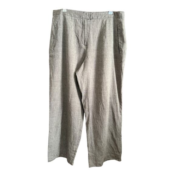 90s Vintage RENE LEZARD Bergdorf Goodman Gray Linen Wide Leg Ankle Pants 42 / 10 - Picture 2 of 5